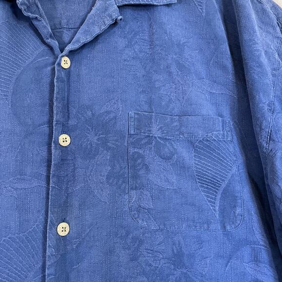 Pusser's Island Reserve Camp Shirt Mens XL Blue Silk Cotton Tropical Hawaiian - Picture 3 of 14
